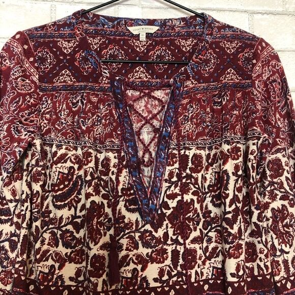 Lucky Brand Boho 3/4 Sleeve Peasant Top XS - Picture 2 of 6